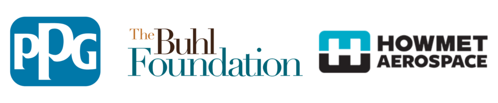 Logos for PPG, The Buhl Foundation, and Howmet Aerospace